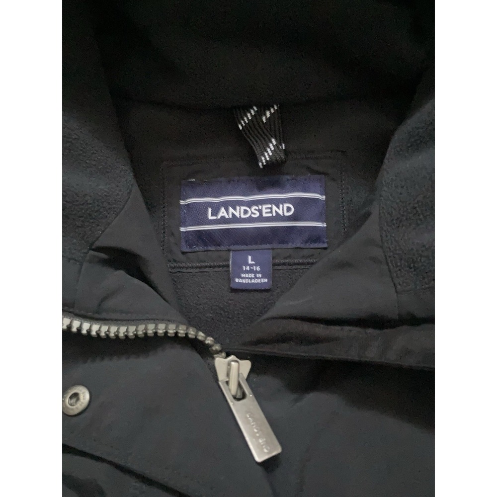 Lands' End Women's Black The Squall Jacket Size Large 14/16 Fleece Lined - Picture 4 of 9